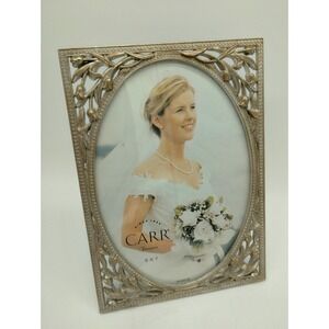 Carr 5 X 7 Oval Gold Tone Metal Ornate Picture Frame Desk top Floral Wedding
